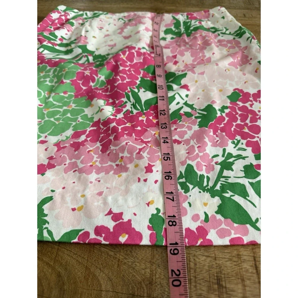 Lauren Ralph Lauren‎ Skirt Womens 8 Floral Pink Green Cotton Stretch